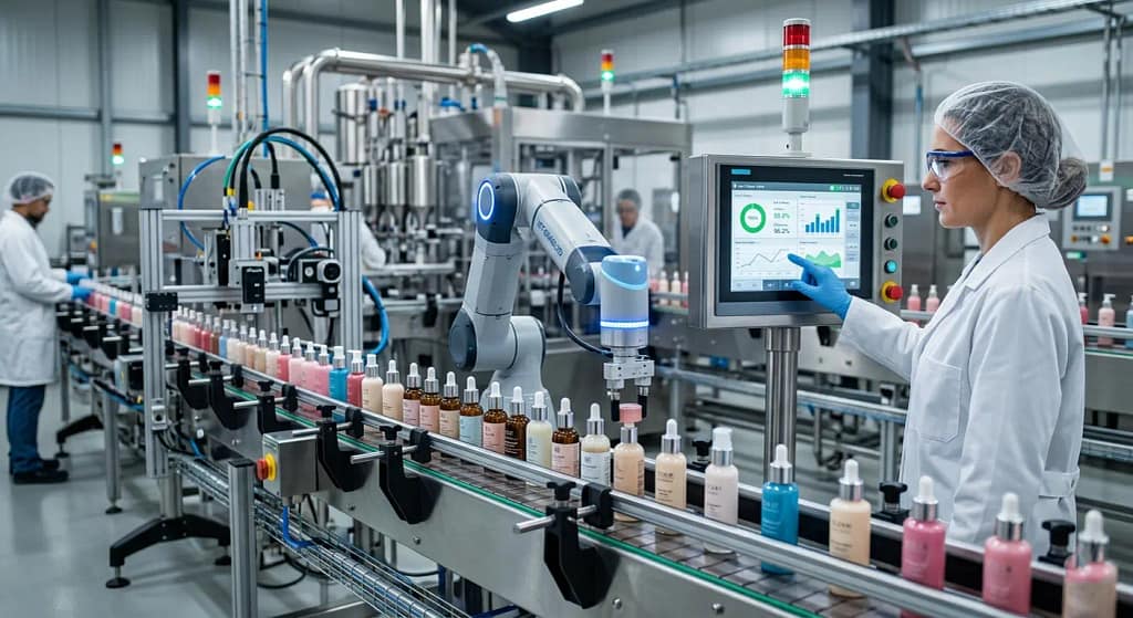pabrik maklon dengan fasilitas IoT dan otomatisasi